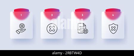 Cancel line icon. Cross, hand, file, shield, rejection, prohibition safety confirmation Vector line icon for Business Stock Vector