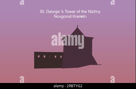 the silhouette of Nizhny Novgorod against the sunset Stock Vector