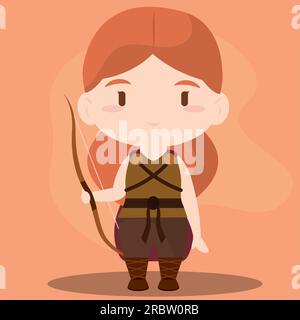 Isolated cute chibi female viking character Vector Stock Vector