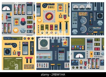 Decorative pattern design set with device panel Stock Vector