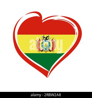 Love Bolivia flag emblem. Happy Independence Day of Bolivia, holiday card.  Vector illustration Stock Vector