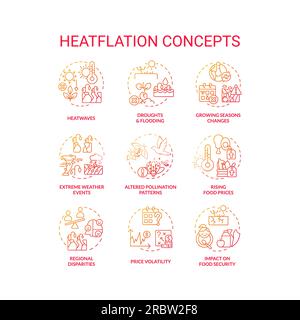 Thin line icons for heatflation concepts Stock Vector