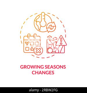 Editable growing season changes icon heatflation concept Stock Vector