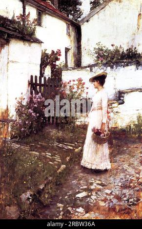 Gathering Summer Flowers in a Devonshire Garden 1893 by John William Waterhouse Stock Photo