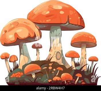 Autumn forest fungus illustration Stock Vector