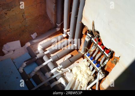 Underfloor heating system.Installing Under floor Heating System Stock Photo
