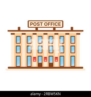 Post Office Building Isolated on White Background. Vector Illustration. Stock Vector