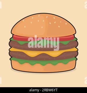 image of double burger in minimal style Stock Vector