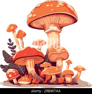 Autumn forest fungus Stock Vector