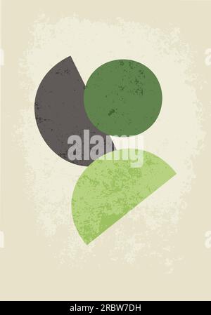 Modern poster in the style of minimalism, grunge texture. Geometric shapes . Stock Vector