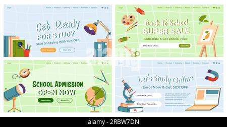 Web banner set for school admission advertising Stock Vector