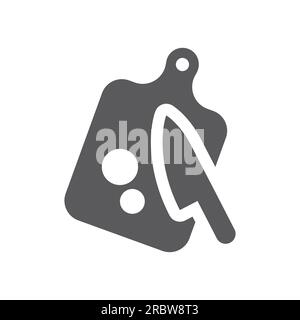 Cutting board and kitchen knife vector icon. Food preparation and cooking symbol. Stock Vector