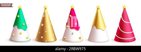 Christmas tree elements vector set design. Christmas tree in elegant cone shape for seasonal holiday. Vector illustration christmas tree element Stock Vector