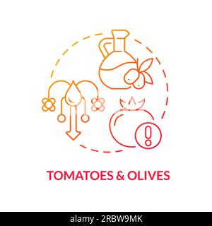 Thin line tomatoes and olives icon heatflation concept Stock Vector