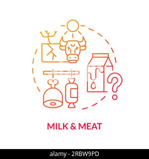 Thin line milk and meat icon heatflation concept Stock Vector