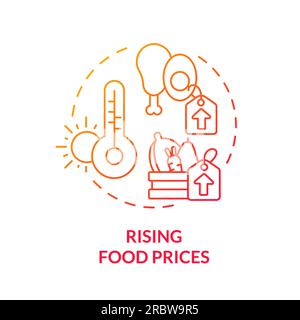 Thin line rising food prices icon heatflation concept Stock Vector