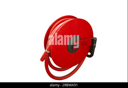 firefighter water hose isolated on white background Stock Photo