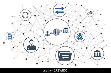 Concept of b2g with connected icons Stock Photo