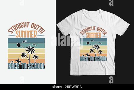 Funny t-shirt design- Straight Outta Summer, Back to School Stock Vector