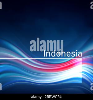 Indonesia flag background. Abstract indonesian flag in the blue sky. National holiday card design. State banner, indonesia poster, patriotic cover Stock Vector