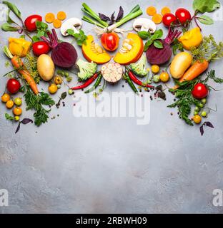 Concept of cooking healthy eating. Still life with fresh vegetables. Top view. Stock Photo