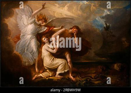 Painting by Benjamin West, The Expulsion of Adam and Eve from Paradise ...