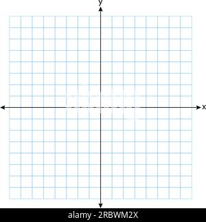 Graph - The square coordinate system in two dimensions with on white background. Rectangular coordinate plane with axes X and Y on a squared grid. Stock Vector