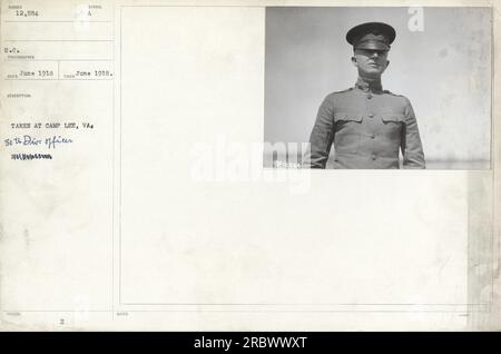 Officer of the 80th Division at Camp Lee, VA in June 1918. Captured in black and white in this photograph numbered 12,584, taken by an S.C. photographer during World War I. Stock Photo