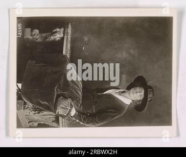 American soldiers riding in a truck during World War One. Stock Photo