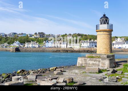 Portpatrick village and harbour with a small lighthouse on the Rhins of Galloway peninsula Dumfries and Galloway Scotland UK GB Europe Stock Photo