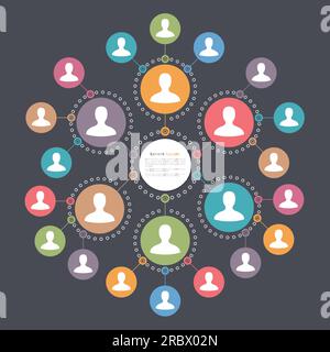 Social media network, people connection and communication concept, place for your text in the center, vector eps10 illustration Stock Vector