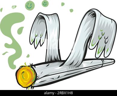 Smoking rolled marijuana joint cartoon vector illustration Stock Vector