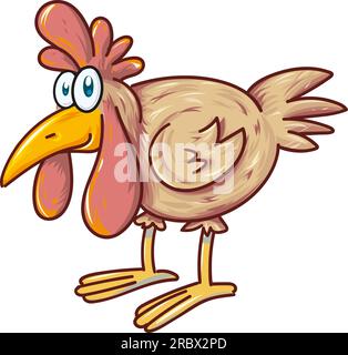 Vector Illustration of cute cartoon hen isolated on white background Stock Vector