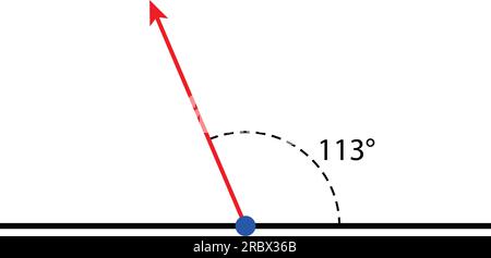 113° degree Angles. vector illustration. math geometric. isolated on white background Stock Vector