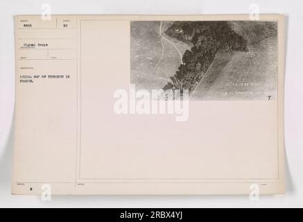 Aerial map showing trenches in France, taken by the Signal Corps during World War One. The map is labeled HOTES XI C.A.-2.55 €717 E-120 du TOMAHAWK-787-519-7. Stock Photo