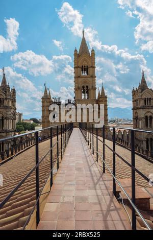 Tourist route on roof of cathedral in Palermo Sicily Stock Photo