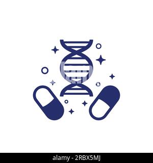 pills icon with dna symbol Stock Vector