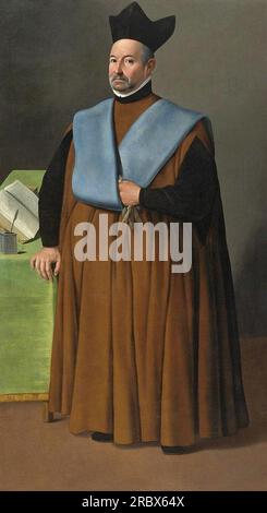 Portrait of Doctor Juan Martinez Serrano, full length by Francisco de Zurbaran Stock Photo