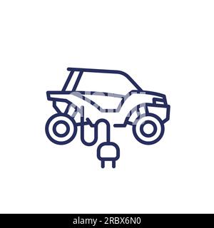 electric UTV line icon, SxS, Side-by-side vehicle Stock Vector