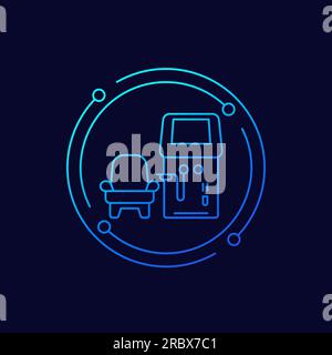 dialysis machine icon, linear design Stock Vector