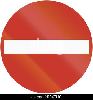 Old design (1937) of the German traffic sign: Einfahrt verboten/No entry. Stock Photo