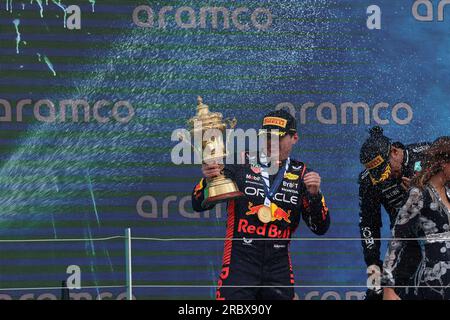 Podium celebration Max Verstappen (NED) Redbull Racing RB19 during