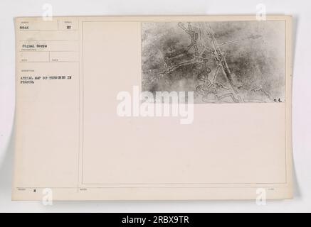 Aerial photograph showing trenches in France during World War I, taken by photographer H. Syrdol. It is a detailed aerial map of the trench system in France. This image was captured by the Signal Corps and is part of the collection numbered 111-SC-8544. Stock Photo
