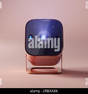 3D rendering image showcases a stylish and elegant mini projector in a ...