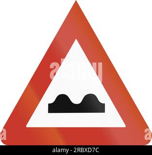 Old design (1937) of a German sign warning about crossroads. Stock Photo