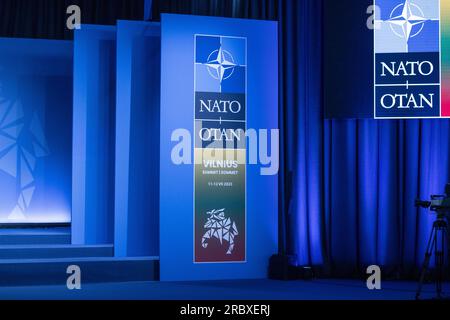Vilnius, Lithuania. 11th July, 2023. Illustration picture shows a head of states summit of the NATO (North Atlantic Treaty Organization) military alliance, Tuesday 11 July 2023, in Vilnius. BELGA PHOTO POOL NICOLAS MAETERLINCK Credit: Belga News Agency/Alamy Live News Stock Photo