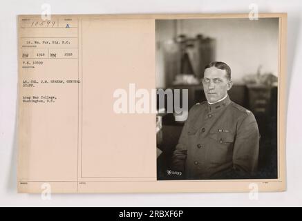 Lt. Col. J.M. Graham of the General Staff at the Army War College in Washington, D.C., pictured in May 1918. Photographer Lt. Wm. Fox, Signal Reserve Corps. This photo is labeled as 111-SC-10599 in the collection of Photographs of American Military Activities during World War One. Stock Photo