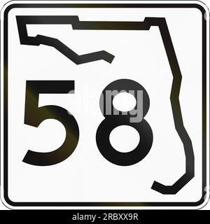 US state highway shield Florida. The sign contains a shape of the state. Stock Photo