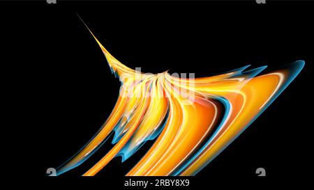 Beautiful bright yellow orange abstract energetic magical cosmic fiery texture, phoenix bird from lines and stripes, waves, flames with twists and tur Stock Vector
