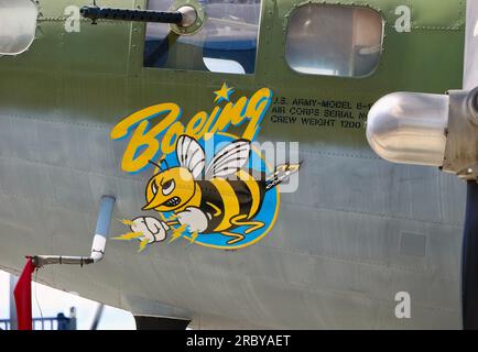 Nose art on the Boeing B-17F Flying Fortress 42-29782 long range World War 2 bomber Boeing Bee The Museum of Flight Seattle Washington State USA Stock Photo